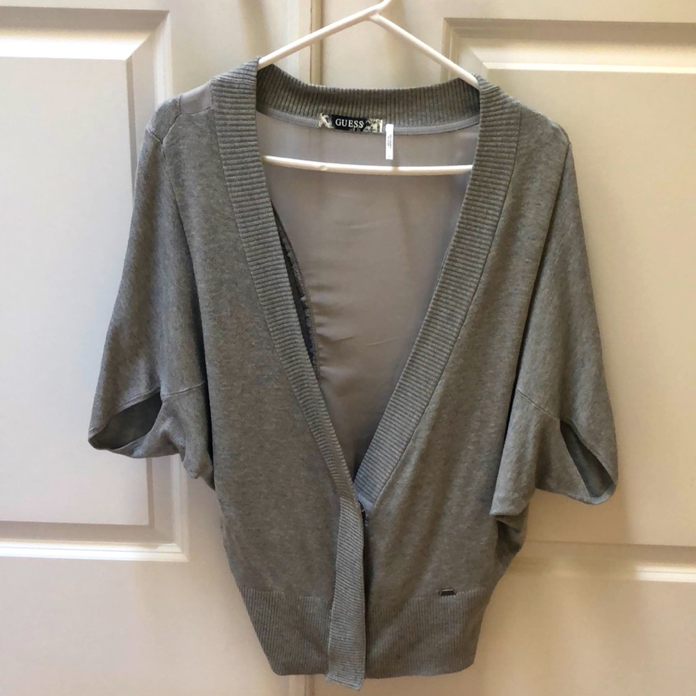 Grey short sleeve cardigan